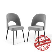Modway EEI-4490-BLK-LGR Black Light Gray Rouse Dining Side Chair Upholstered Fabric Set of 2