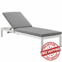 Modway EEI-4501-SLV-GRY Silver Gray Shore Outdoor Patio Aluminum Chaise with Cushions
