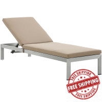 Modway EEI-4501-SLV-MOC Silver Mocha Shore Outdoor Patio Aluminum Chaise with Cushions
