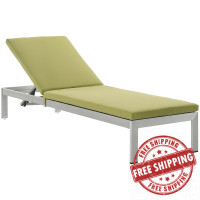 Modway EEI-4501-SLV-PER Silver Peridot Shore Outdoor Patio Aluminum Chaise with Cushions