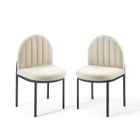 Modway EEI-4504-BLK-BEI Black Beige Isla Dining Side Chair Upholstered Fabric Set of 2