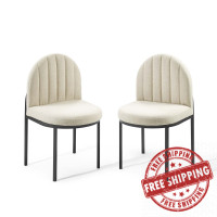Modway EEI-4504-BLK-BEI Black Beige Isla Dining Side Chair Upholstered Fabric Set of 2