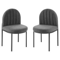 Modway EEI-4504-BLK-CHA Black Charcoal Isla Dining Side Chair Upholstered Fabric Set of 2