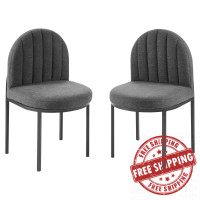 Modway EEI-4504-BLK-CHA Black Charcoal Isla Dining Side Chair Upholstered Fabric Set of 2