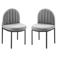 Modway EEI-4504-BLK-LGR Black Light Gray Isla Dining Side Chair Upholstered Fabric Set of 2