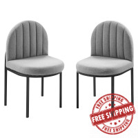 Modway EEI-4504-BLK-LGR Black Light Gray Isla Dining Side Chair Upholstered Fabric Set of 2