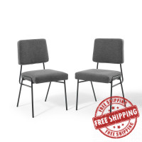 Modway EEI-4506-BLK-CHA Black Charcoal Craft Dining Side Chair Upholstered Fabric Set of 2