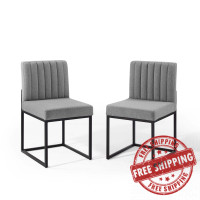 Modway EEI-4508-BLK-LGR Black Light Gray Carriage Dining Chair Upholstered Fabric Set of 2