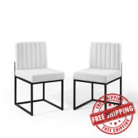 Modway EEI-4508-BLK-WHI Black White Carriage Dining Chair Upholstered Fabric Set of 2