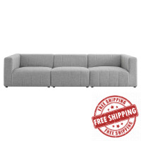 Modway EEI-4514-LGR Light Gray Bartlett Upholstered Fabric 3-Piece Sofa