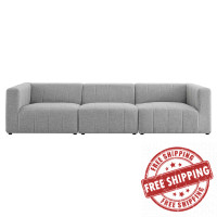Modway EEI-4514-LGR Light Gray Bartlett Upholstered Fabric 3-Piece Sofa
