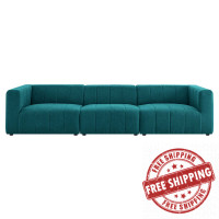 Modway EEI-4514-TEA Teal Bartlett Upholstered Fabric 3-Piece Sofa