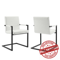 Modway EEI-4522-WHI White Savoy Vegan Leather Dining Chairs - Set of 2