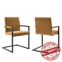 Modway EEI-4523-COG Cognac Savoy Performance Velvet Dining Chairs - Set of 2