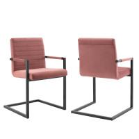 Modway EEI-4523-DUS Dusty Rose Savoy Performance Velvet Dining Chairs - Set of 2