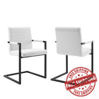 Modway EEI-4523-WHI White Savoy Performance Velvet Dining Chairs - Set of 2