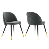 Modway EEI-4524-GRY Gray Cordial Upholstered Fabric Dining Chairs - Set of 2