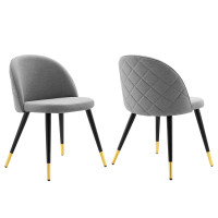 Modway EEI-4524-LGR Light Gray Cordial Upholstered Fabric Dining Chairs - Set of 2