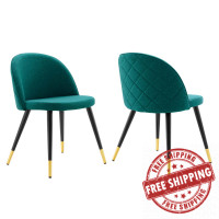 Modway EEI-4524-TEA Teal Cordial Upholstered Fabric Dining Chairs - Set of 2