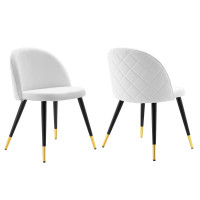 Modway EEI-4524-WHI White Cordial Upholstered Fabric Dining Chairs - Set of 2