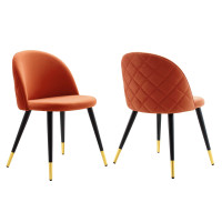 Modway EEI-4525-ORA Orange Cordial Performance Velvet Dining Chairs - Set of 2