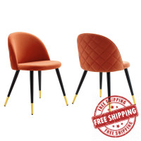 Modway EEI-4525-ORA Orange Cordial Performance Velvet Dining Chairs - Set of 2