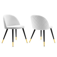 Modway EEI-4525-WHI White Cordial Performance Velvet Dining Chairs - Set of 2