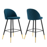 Modway EEI-4526-AZU Azure Cordial Fabric Bar Stools - Set of 2
