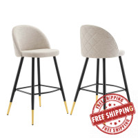 Modway EEI-4526-BEI Beige Cordial Fabric Bar Stools - Set of 2