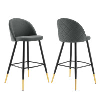 Modway EEI-4526-GRY Gray Cordial Fabric Bar Stools - Set of 2
