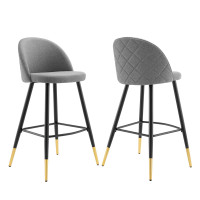 Modway EEI-4526-LGR Light Gray Cordial Fabric Bar Stools - Set of 2