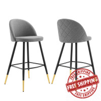 Modway EEI-4526-LGR Light Gray Cordial Fabric Bar Stools - Set of 2