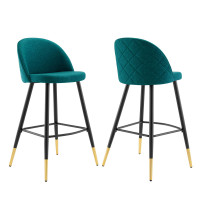 Modway EEI-4526-TEA Teal Cordial Fabric Bar Stools - Set of 2