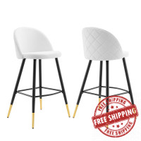 Modway EEI-4526-WHI White Cordial Fabric Bar Stools - Set of 2