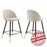 Modway EEI-4528-BEI Cordial Fabric Counter Stools - Set of 2 Beige