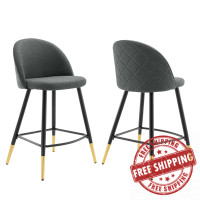Modway EEI-4528-GRY Cordial Fabric Counter Stools - Set of 2 Gray