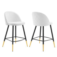 Modway EEI-4528-WHI Cordial Fabric Counter Stools - Set of 2 White