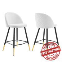 Modway EEI-4528-WHI Cordial Fabric Counter Stools - Set of 2 White