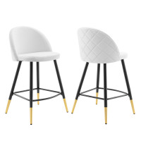 Modway EEI-4529-WHI Cordial Performance Velvet Counter Stools - Set of 2 White