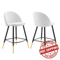 Modway EEI-4529-WHI Cordial Performance Velvet Counter Stools - Set of 2 White