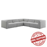 Modway EEI-4531-LGR Light Gray Bartlett Upholstered Fabric 5-Piece Sectional Sofa