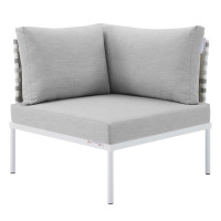 Modway EEI-4537-TAU-GRY Taupe Gray Harmony Sunbrella® Basket Weave Outdoor Patio Aluminum Corner Chair
