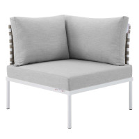 Modway EEI-4538-TAN-GRY Tan Gray Harmony Sunbrella® Basket Weave Outdoor Patio Aluminum Corner Chair