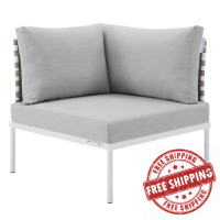 Modway EEI-4538-TAN-GRY Tan Gray Harmony Sunbrella® Basket Weave Outdoor Patio Aluminum Corner Chair