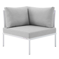 Modway EEI-4539-WHI-GRY White Gray Harmony Sunbrella® Outdoor Patio All Mesh Corner Chair