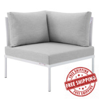 Modway EEI-4539-WHI-GRY White Gray Harmony Sunbrella® Outdoor Patio All Mesh Corner Chair