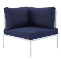 Modway EEI-4539-WHI-NAV White Navy Harmony Sunbrella® Outdoor Patio All Mesh Corner Chair