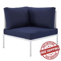 Modway EEI-4539-WHI-NAV White Navy Harmony Sunbrella® Outdoor Patio All Mesh Corner Chair