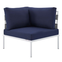 Modway EEI-4540-GRY-NAV Gray Navy Harmony Sunbrella® Outdoor Patio Aluminum Corner Chair