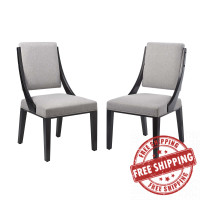 Modway EEI-4553-LGR Cambridge Upholstered Fabric Dining Chairs - Set of 2 Light Gray